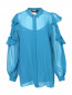 Блуза из полупрозрачного шелка с вырезами и воланами на рукавах Marina Rinaldi  –  Общий вид