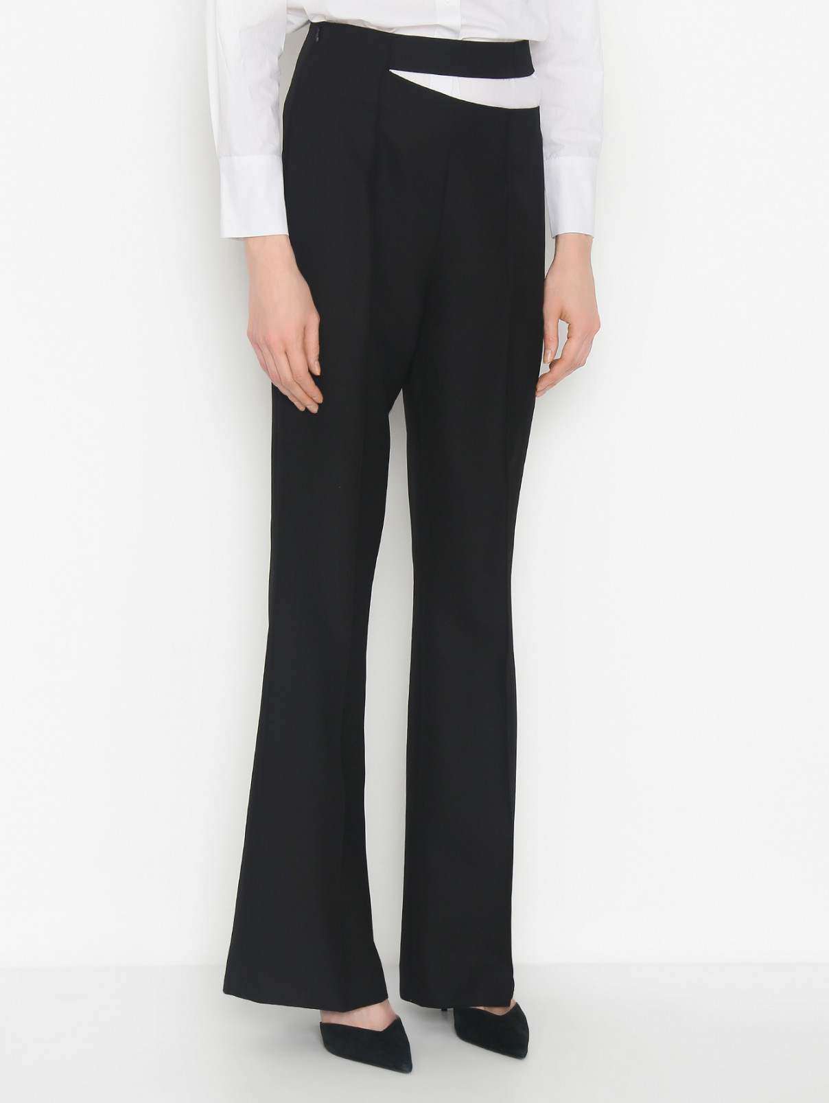 Расклешенные брюки из шерсти Rohe  –  МодельВерхНиз  – Цвет:  Черный