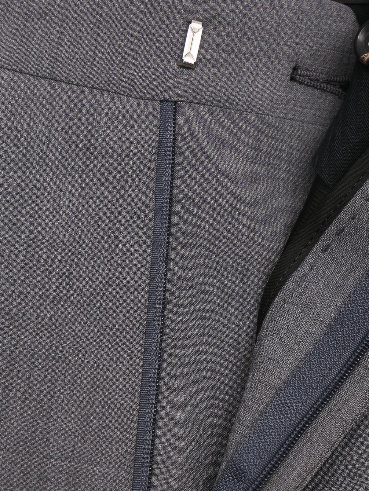 Брюки из шерсти прямого кроя с карманами Belvest  –  Деталь1  – Цвет:  Серый