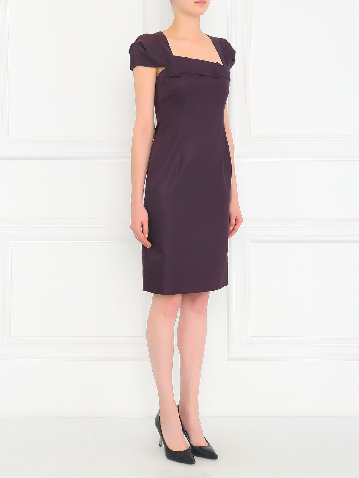 Платье-футляр из хлопка и шелка 6267  –  Модель Общий вид  – Цвет:  Фиолетовый