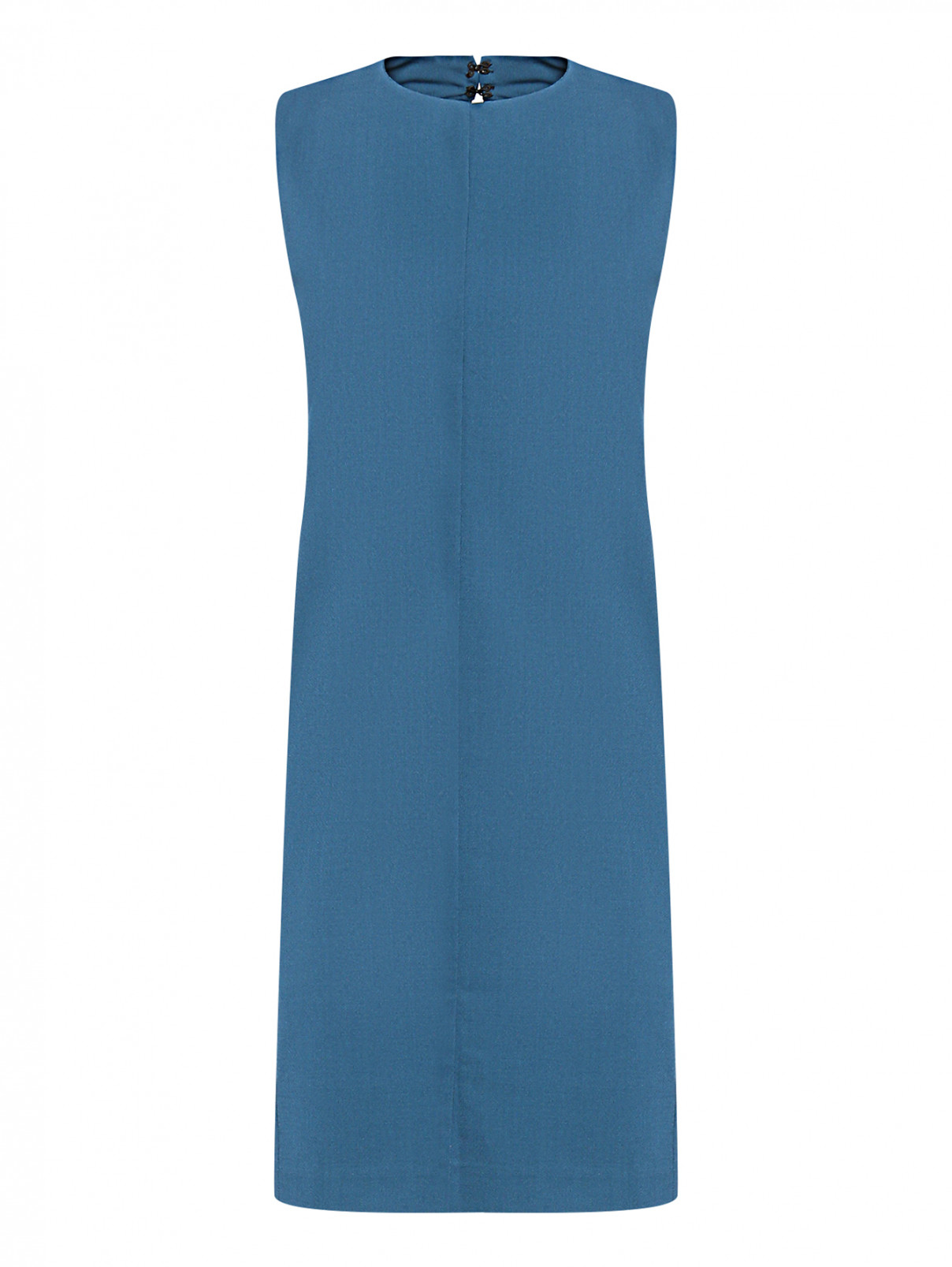 Платье прямого кроя без рукавов Brian Dales  –  Общий вид  – Цвет:  Синий
