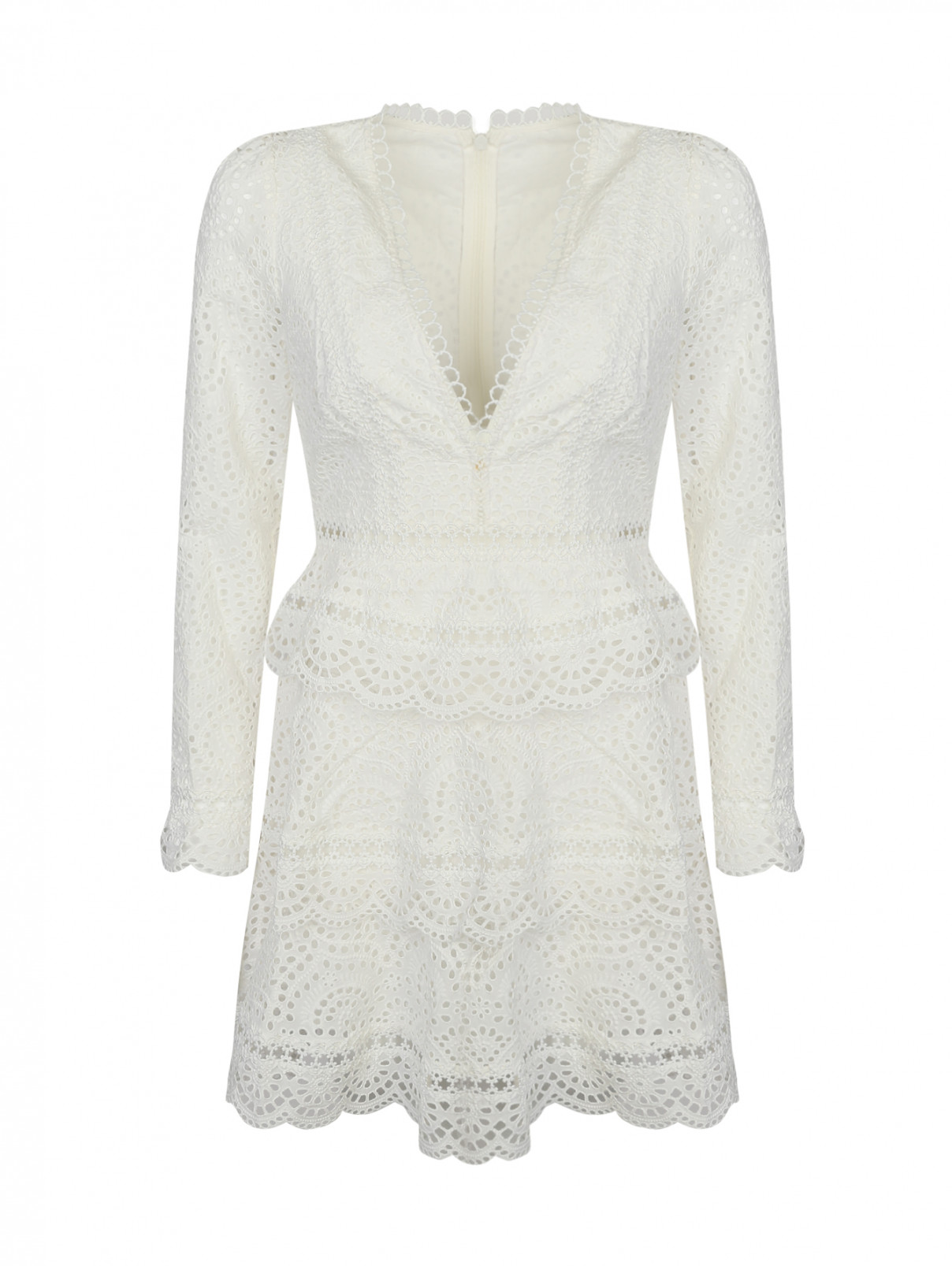 Платье кружевное, из хлопка Zimmermann  –  Общий вид  – Цвет:  Белый