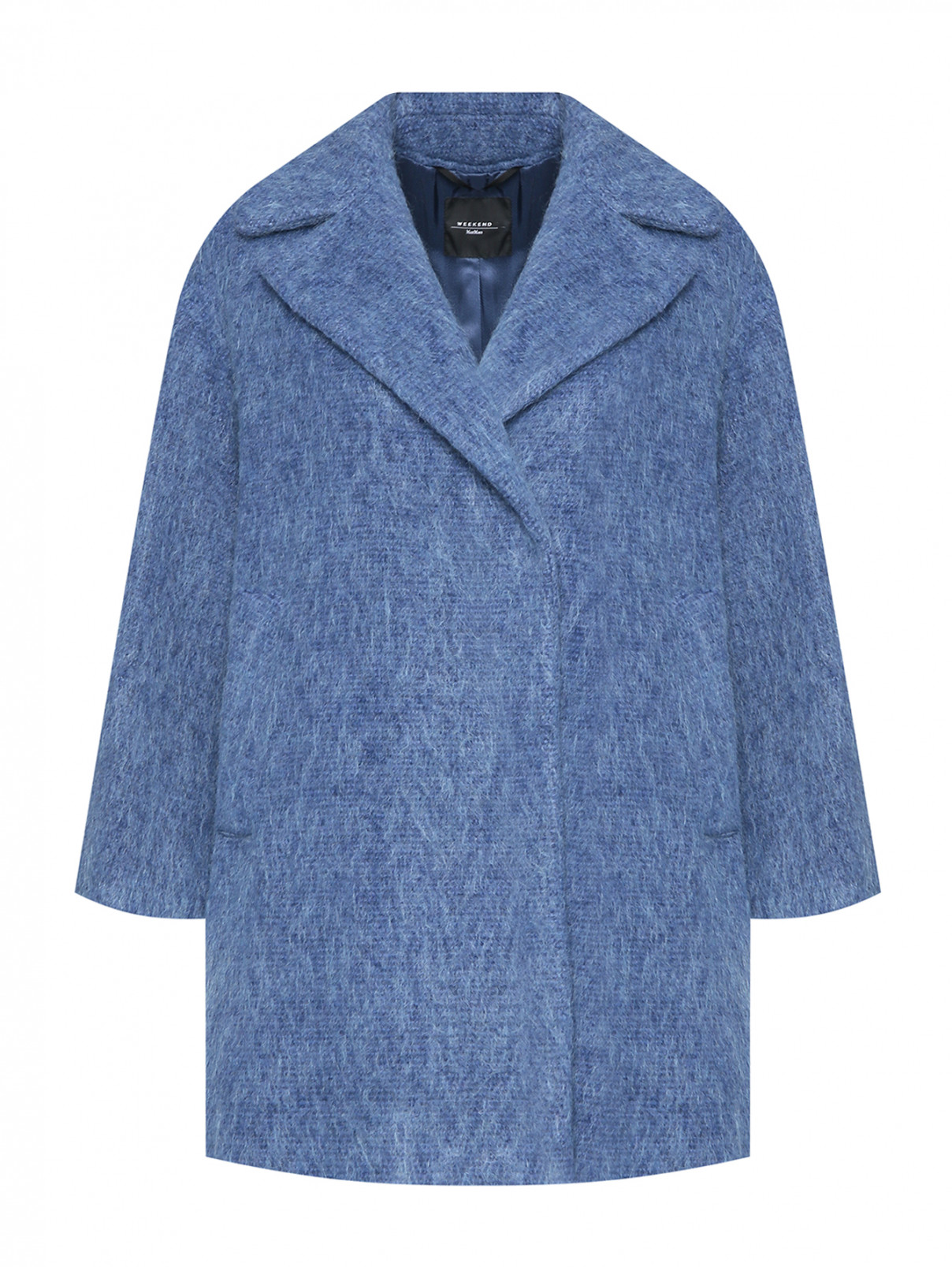 Пальто из шерсти и мохера с карманами Weekend Max Mara  –  Общий вид  – Цвет:  Синий