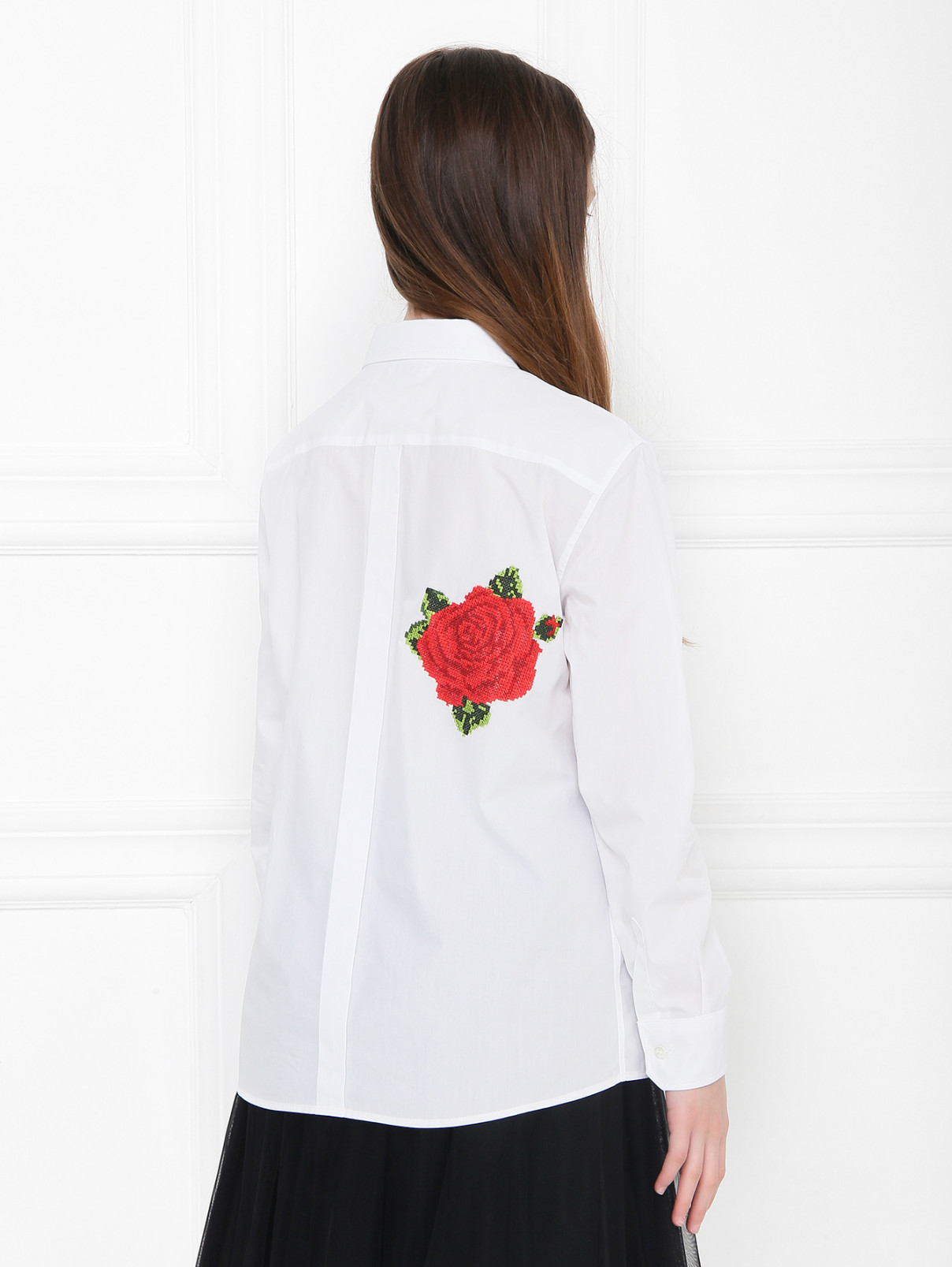Блуза из хлопка с аппликацией Dolce & Gabbana  –  МодельВерхНиз1  – Цвет:  Белый