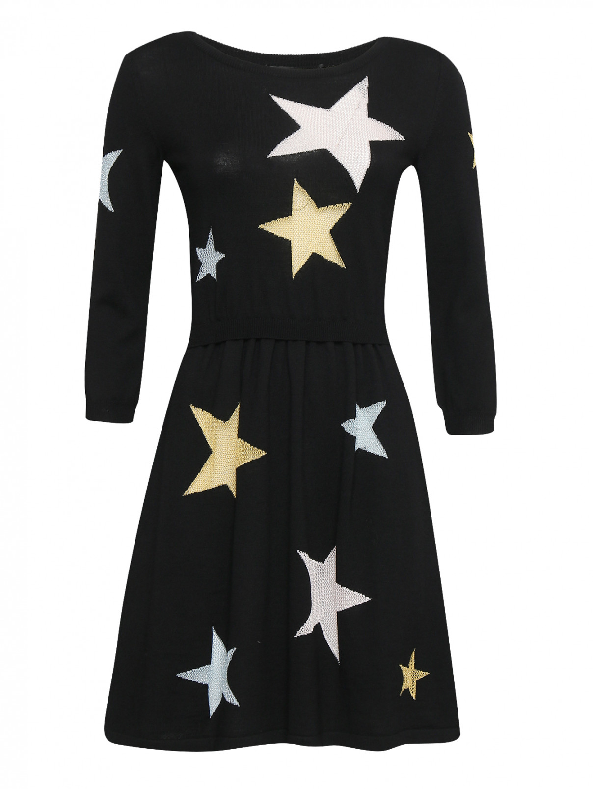 Трикотажное платье с узором BOUTIQUE MOSCHINO  –  Общий вид  – Цвет:  Черный