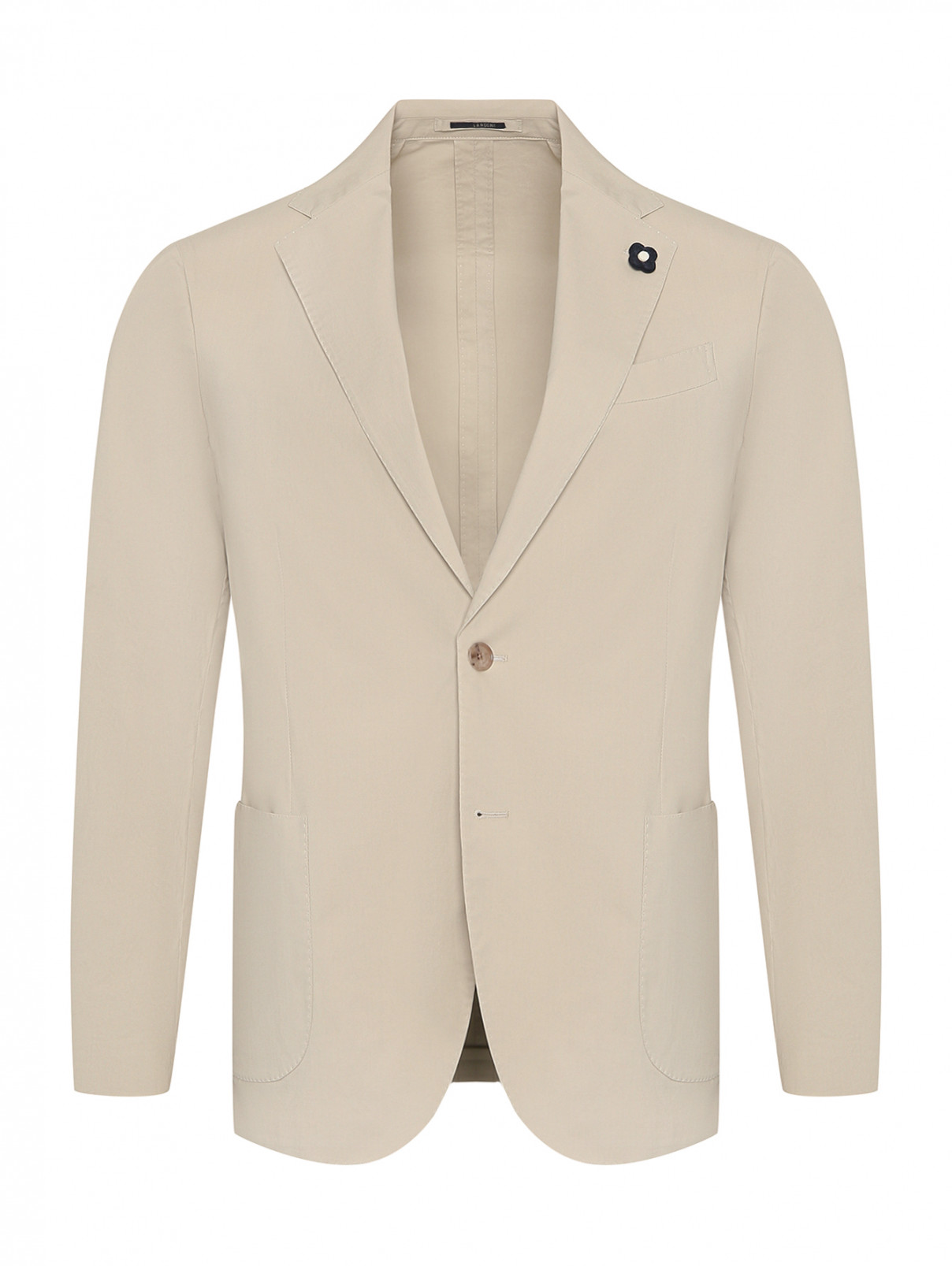 Пиджак из хлопка с карманами LARDINI  –  Общий вид  – Цвет:  Бежевый