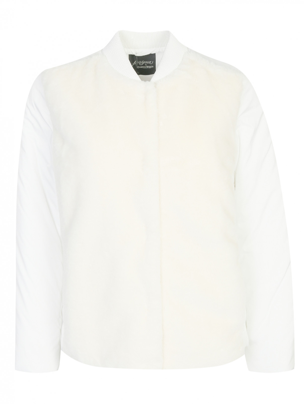 Стеганая куртка с меховой отделкой Persona by Marina Rinaldi  –  Общий вид  – Цвет:  Белый