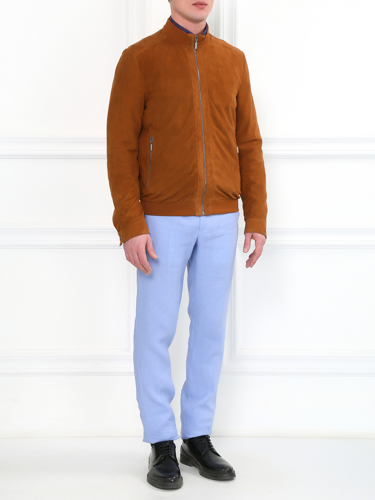 Куртка из замши на молнии Fontanelli  –  Модель Общий вид  – Цвет:  Бежевый