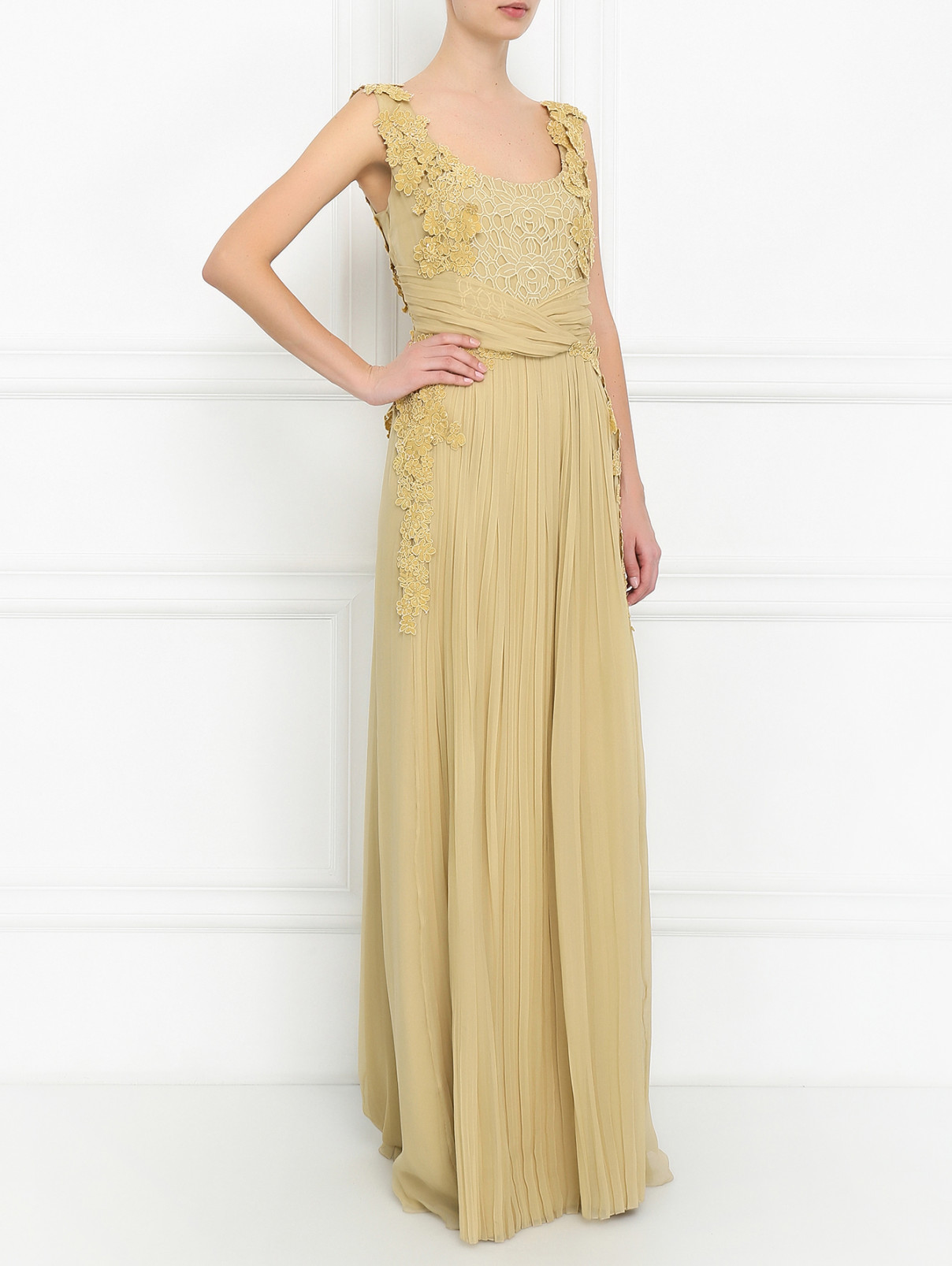 Платье-макси с вышивкой Alberta Ferretti  –  Модель Общий вид  – Цвет:  Золотой