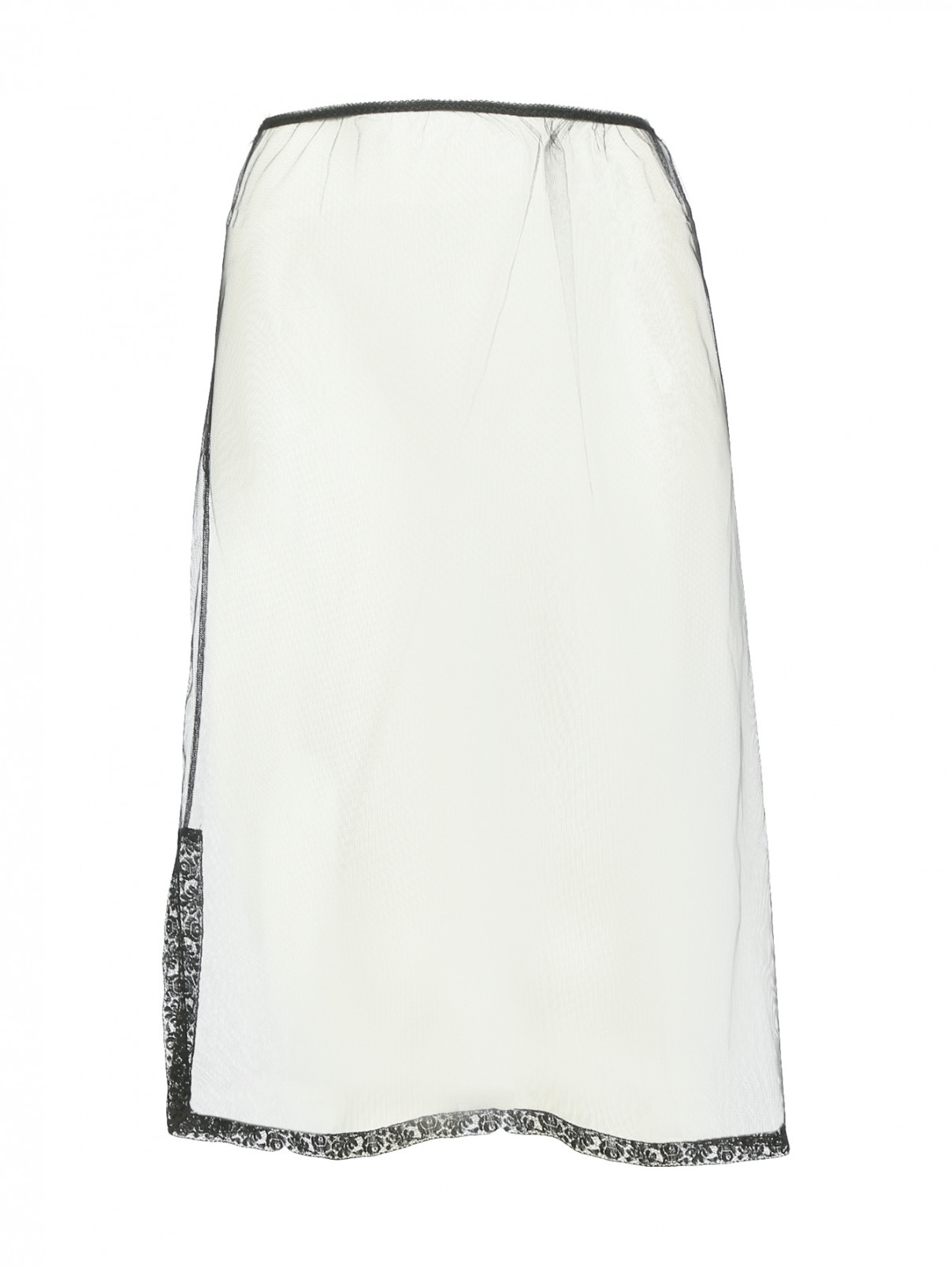 Прозрачная юбка из сетки с разрезом N21  –  Общий вид  – Цвет:  Черный