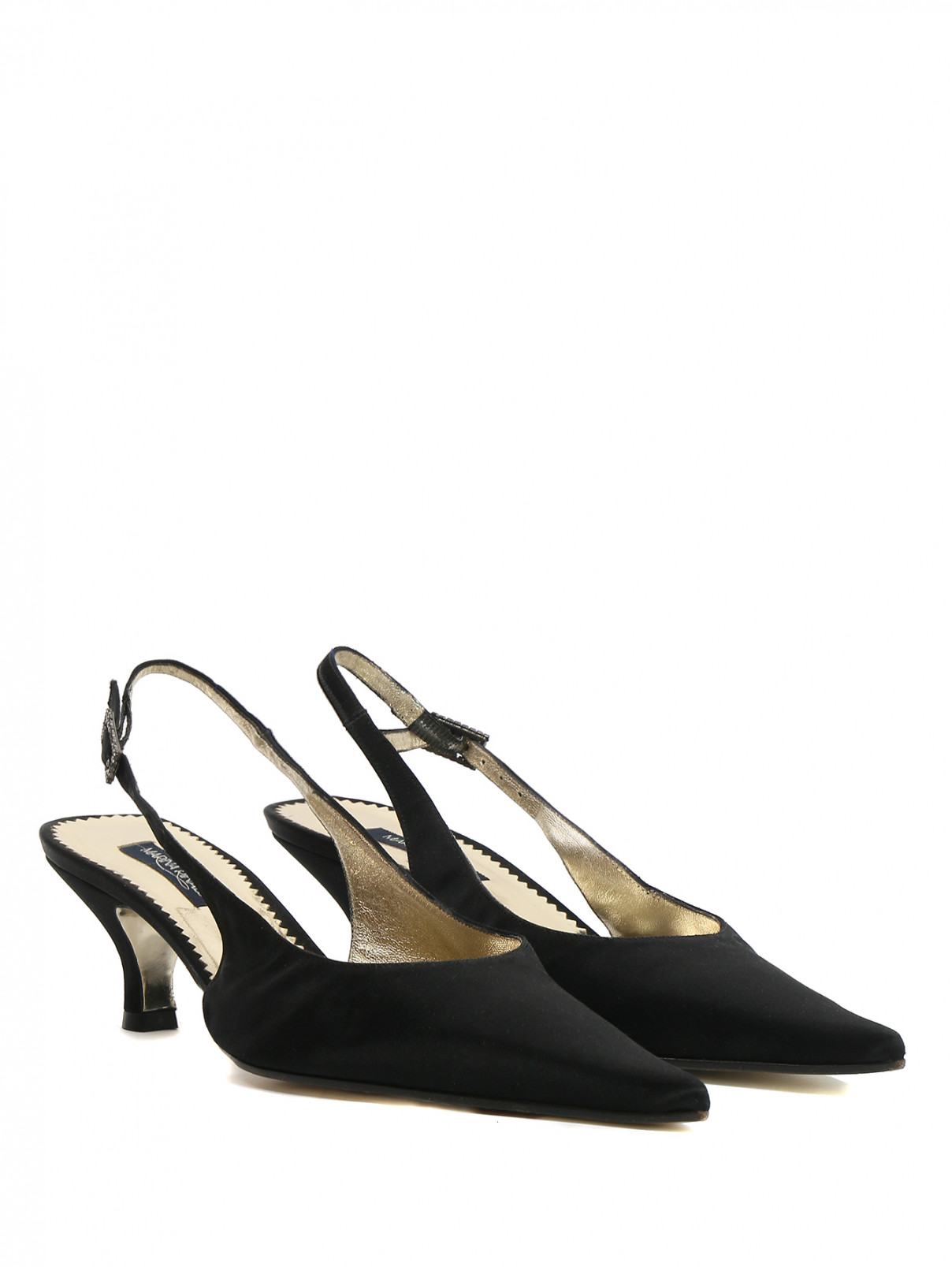 Туфли из текстиля на низком каблуке Marina Rinaldi  –  Общий вид  – Цвет:  Черный