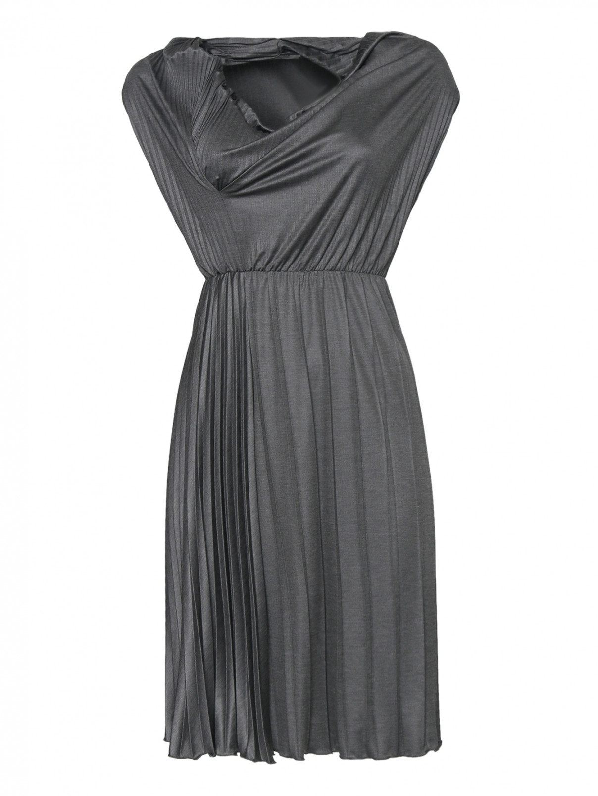 Платье плиссированное, со складкой Moschino Cheap&Chic  –  Общий вид  – Цвет:  Серый