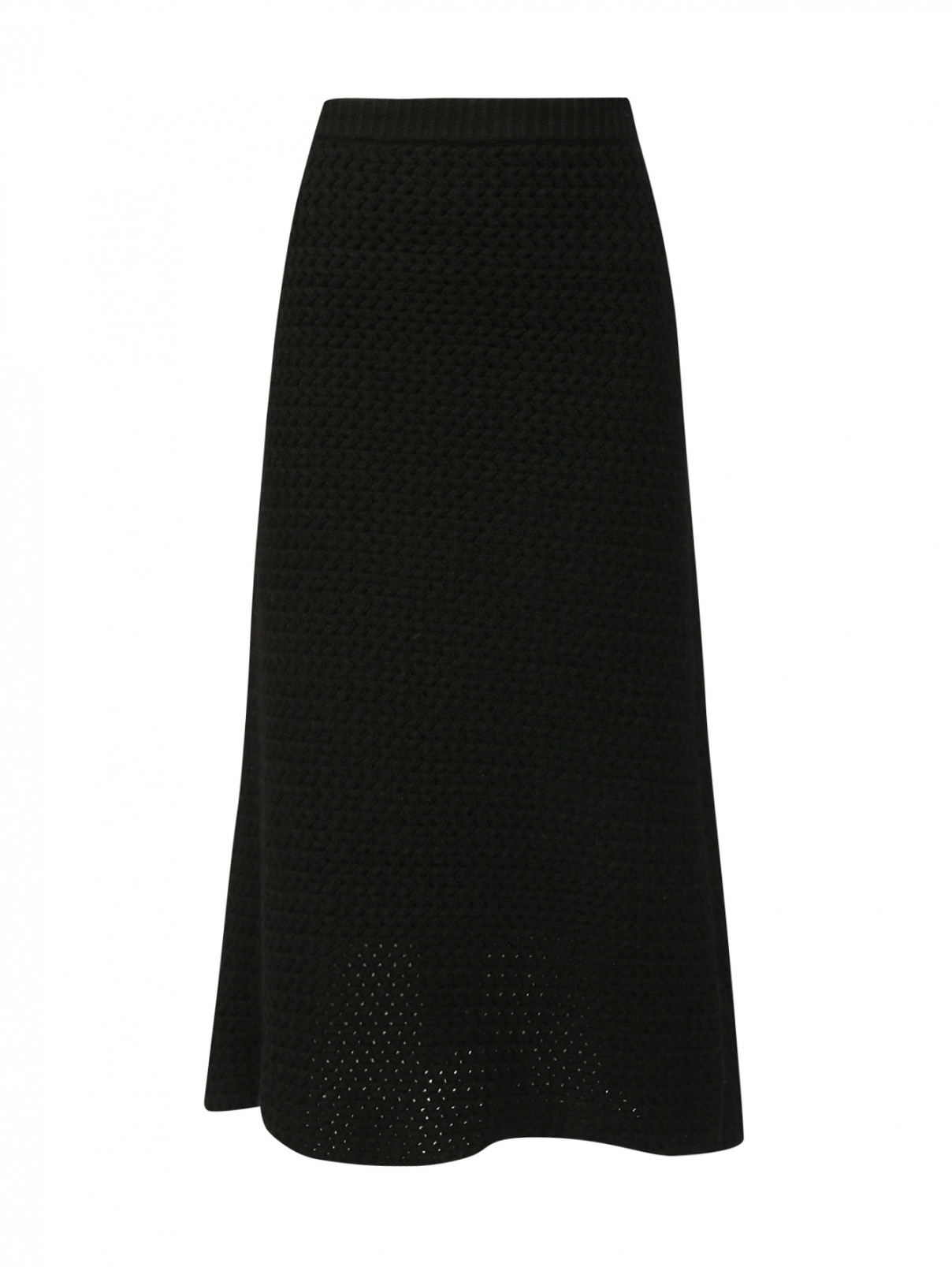 Юбка-миди из смесовой шерсти крупной вязки Antonio Marras  –  Общий вид  – Цвет:  Черный