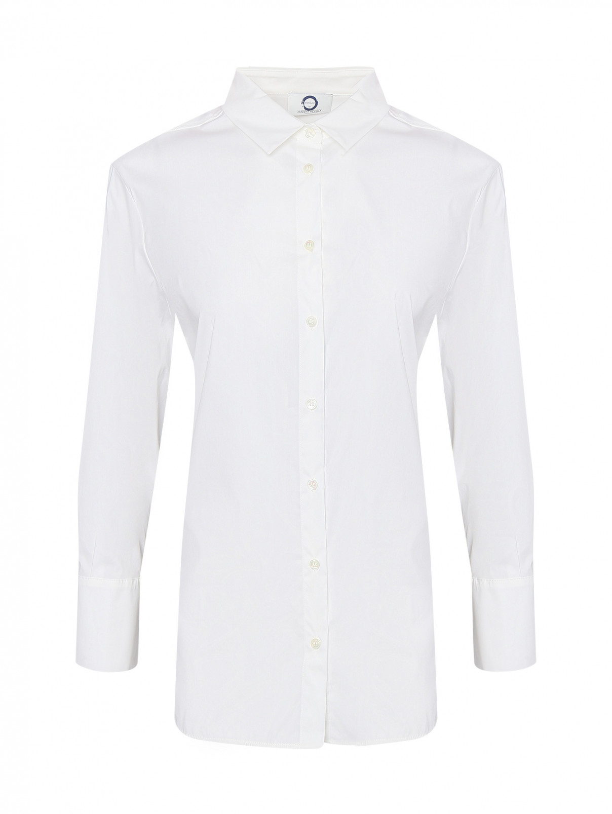 Однотонная рубашка из смешанного хлопка Marina Rinaldi  –  Общий вид  – Цвет:  Белый