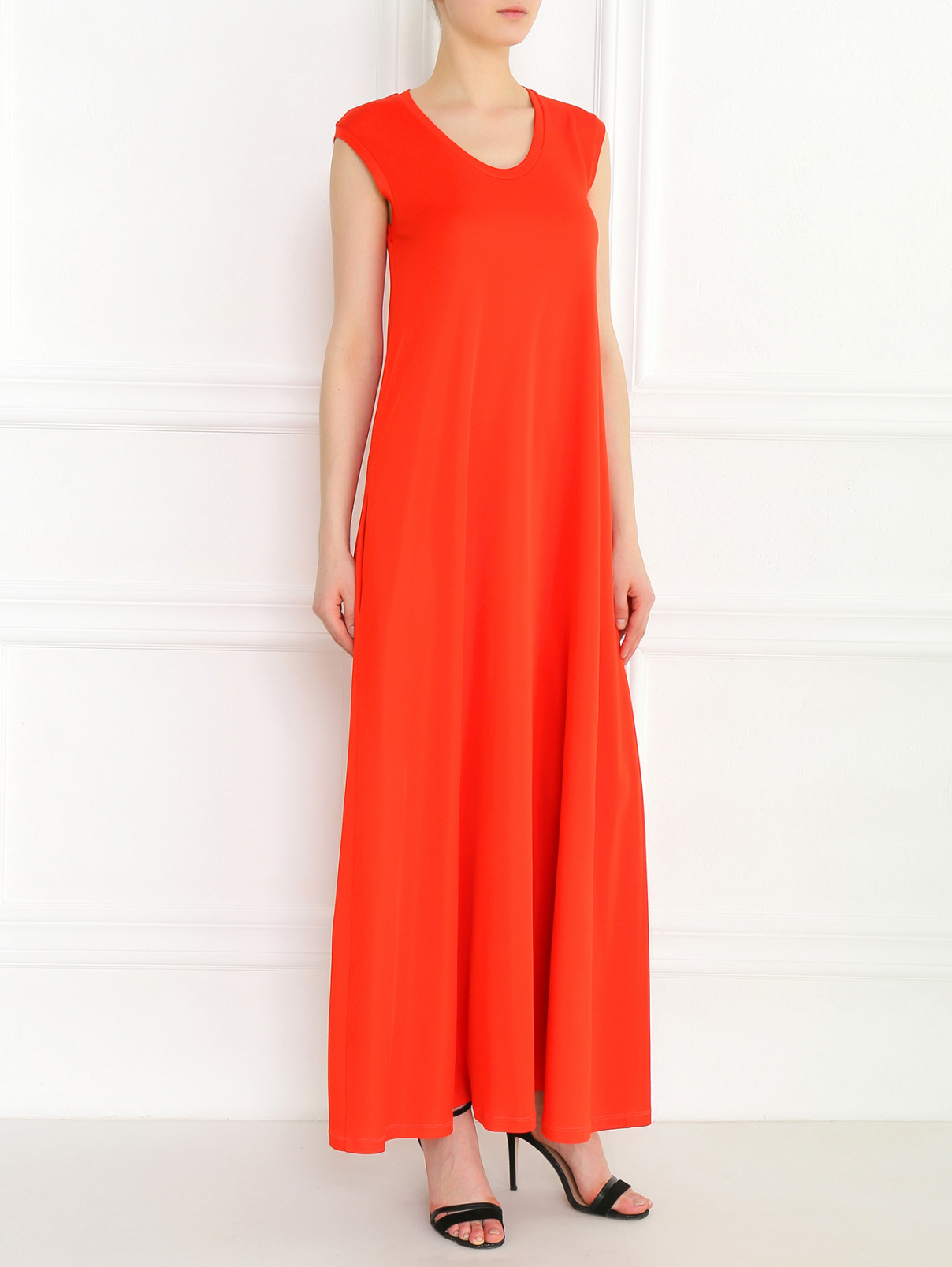 Трикотажное платье-макси из шелка и вискозы Chapurin  –  Модель Общий вид  – Цвет:  Красный