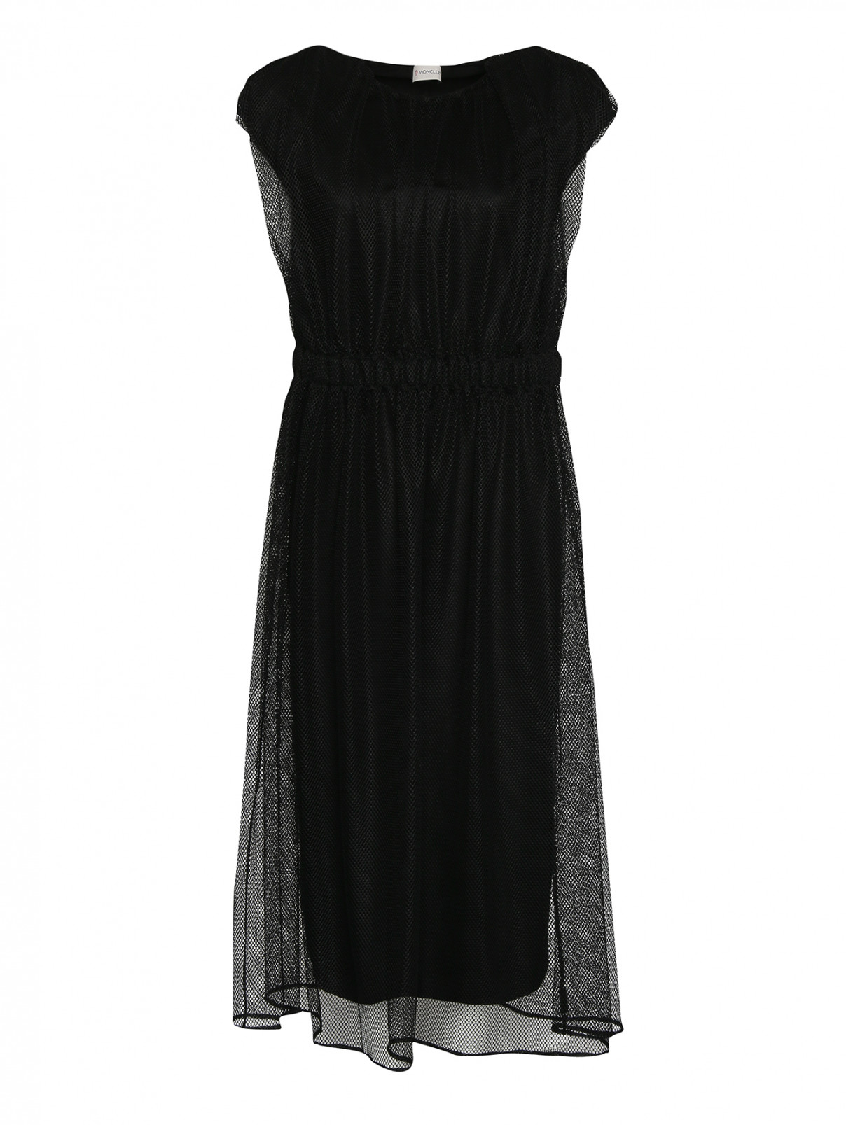 Платье из сетки прямого кроя Moncler  –  Общий вид  – Цвет:  Черный