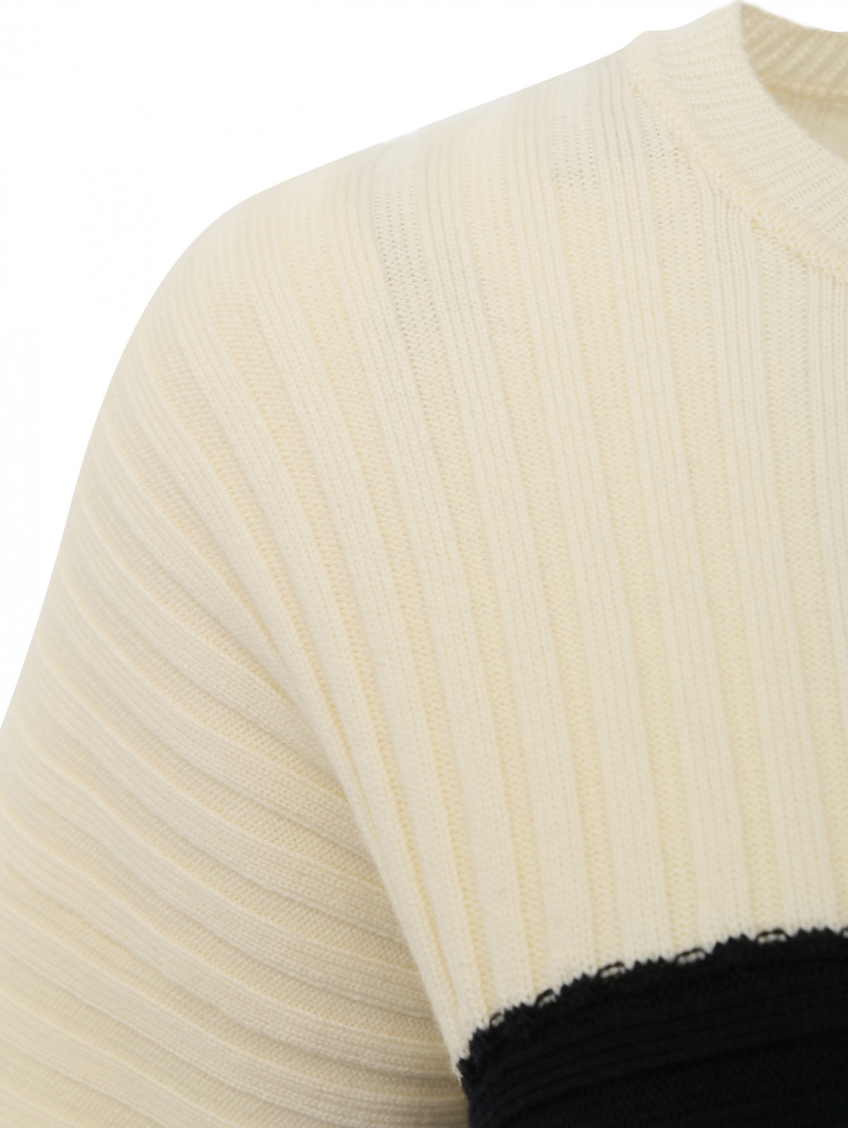 Джемпер из шерсти с контрастной вставкой Aimo Richly  –  Деталь  – Цвет:  Черный