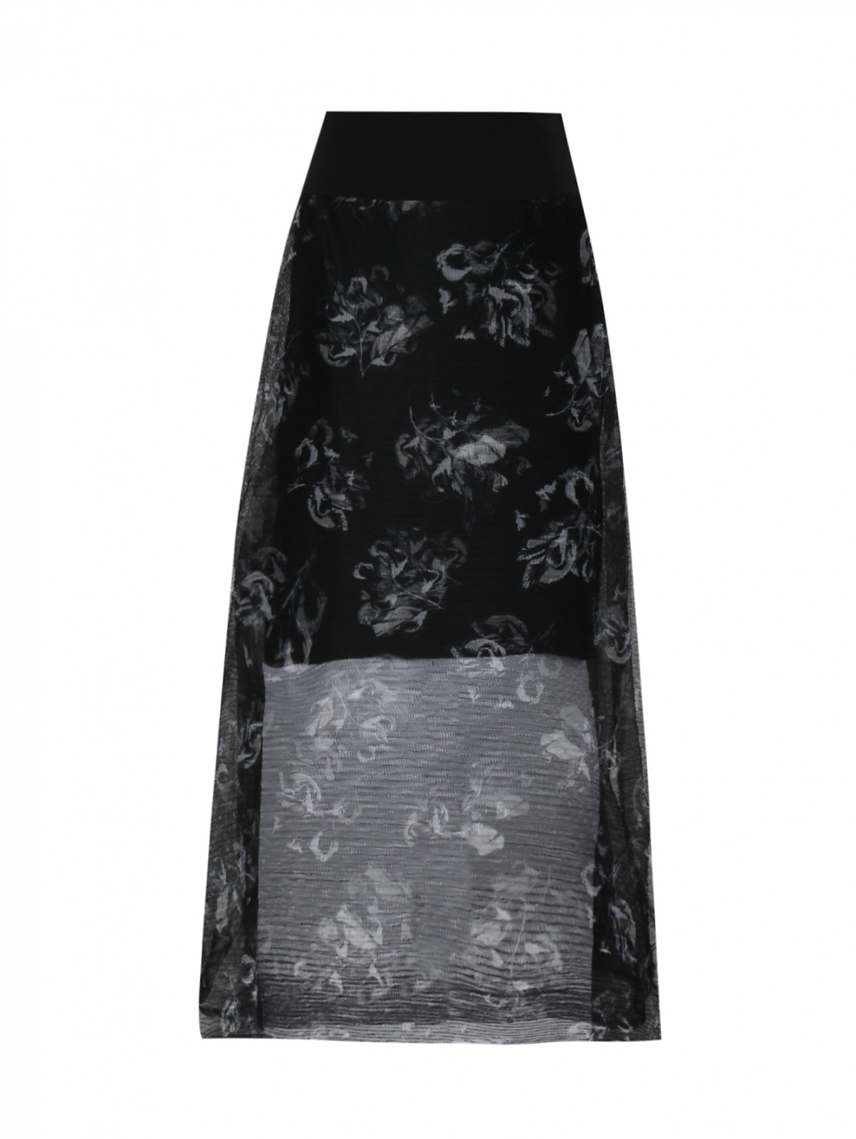 Юбка с цветочным узором Dorothee Schumacher  –  Общий вид  – Цвет:  Черный
