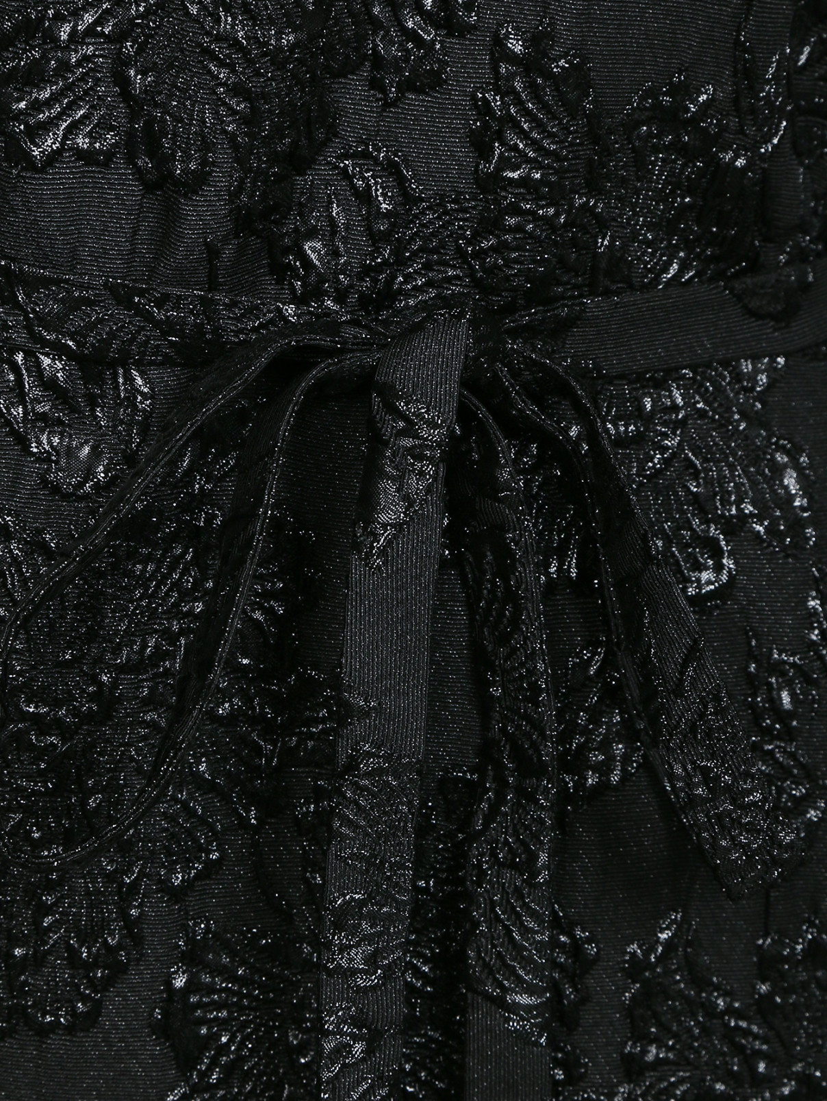 Платье-мини из жаккарда с узором Marina Rinaldi  –  Деталь  – Цвет:  Черный