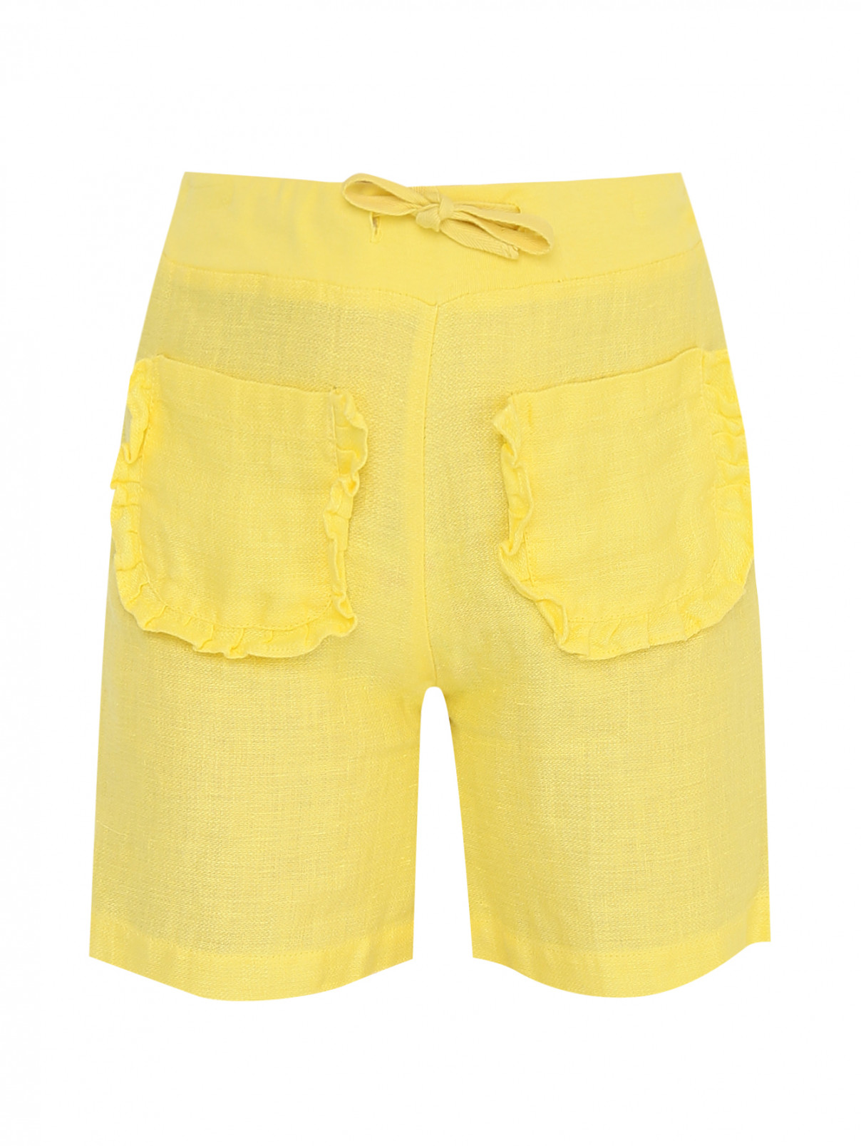 Шорты льняные с карманами Aurora  –  Общий вид  – Цвет:  Желтый