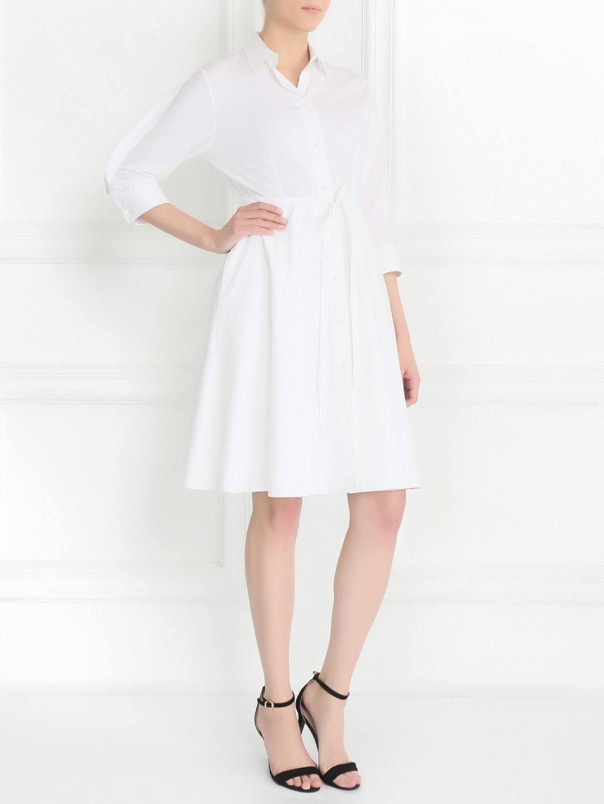 Платье из хлопка на пуговицах Jean Paul Gaultier  –  Модель Общий вид  – Цвет:  Белый