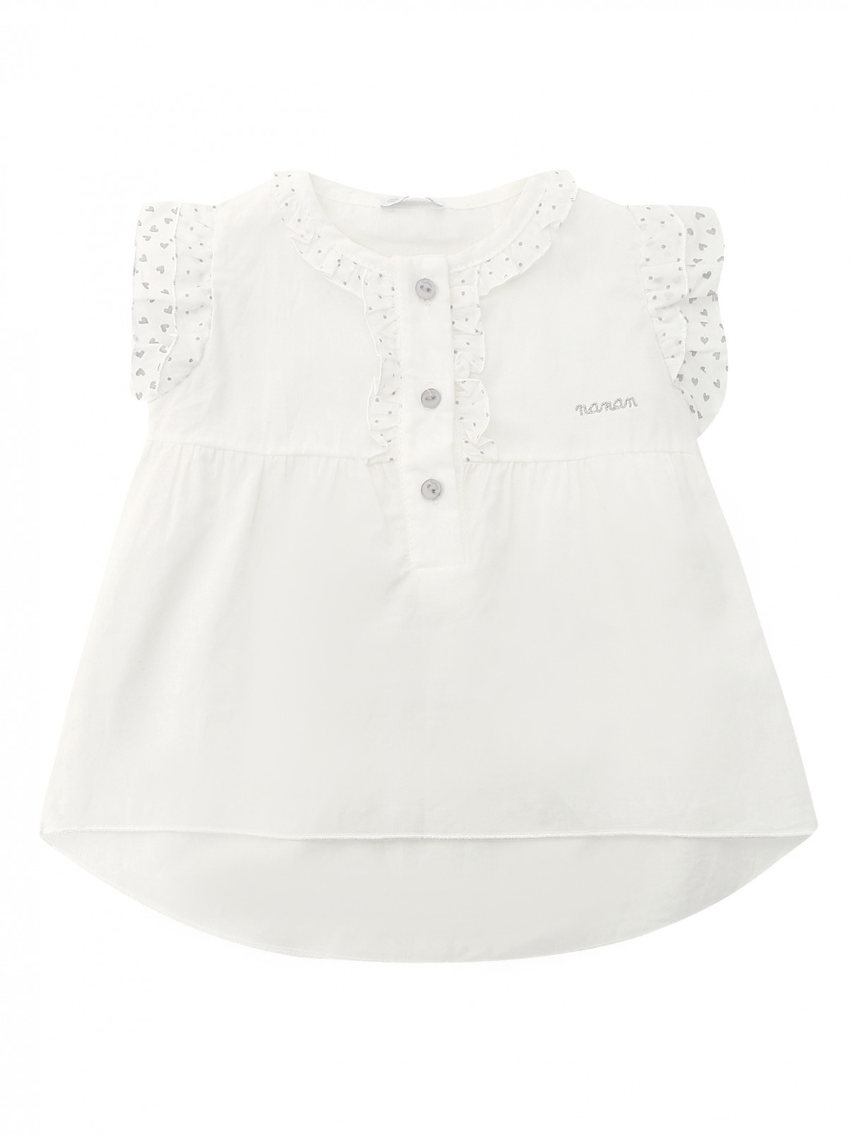Блуза из хлопка с оборками Nanan  –  Общий вид  – Цвет:  Белый