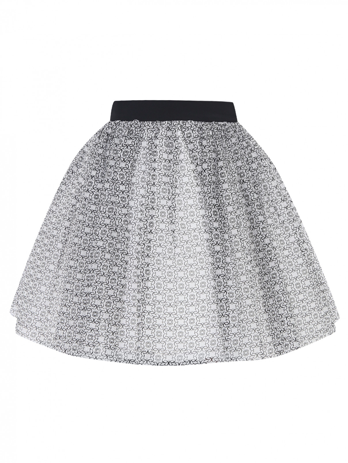 Шелковая юбка с узором Elie Saab  –  Общий вид  – Цвет:  Белый
