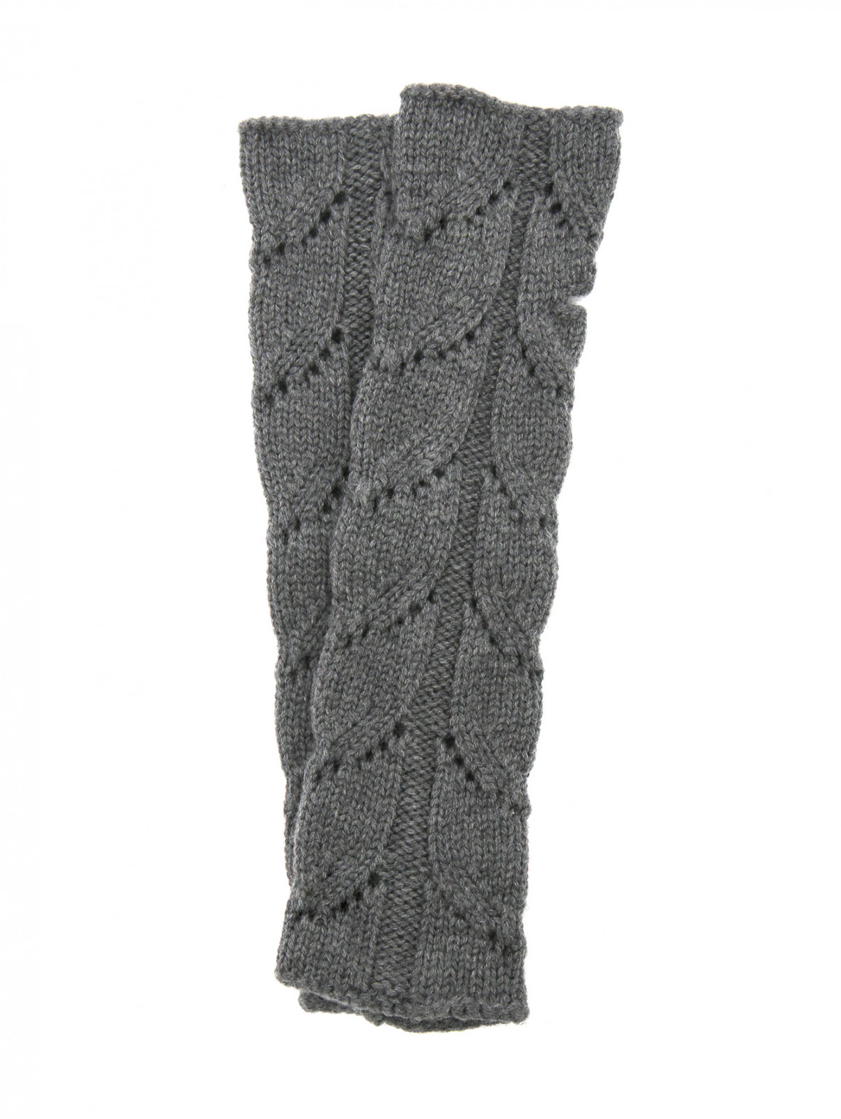 Перчатки-митенки из шерсти MiMiSol  –  Общий вид  – Цвет:  Серый