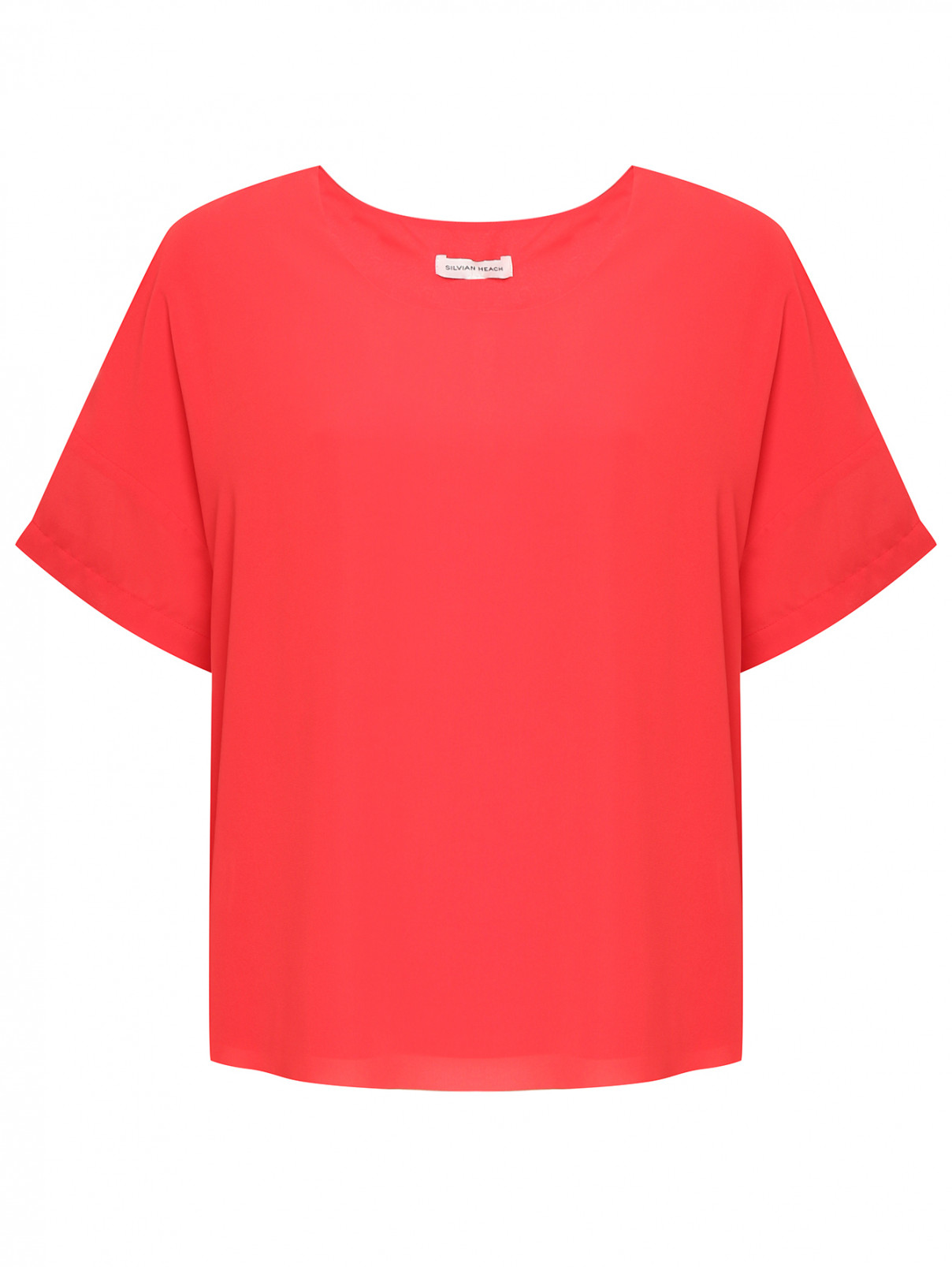 Однотонная блуза с коротким рукавом SILVIAN HEACH  –  Общий вид  – Цвет:  Красный