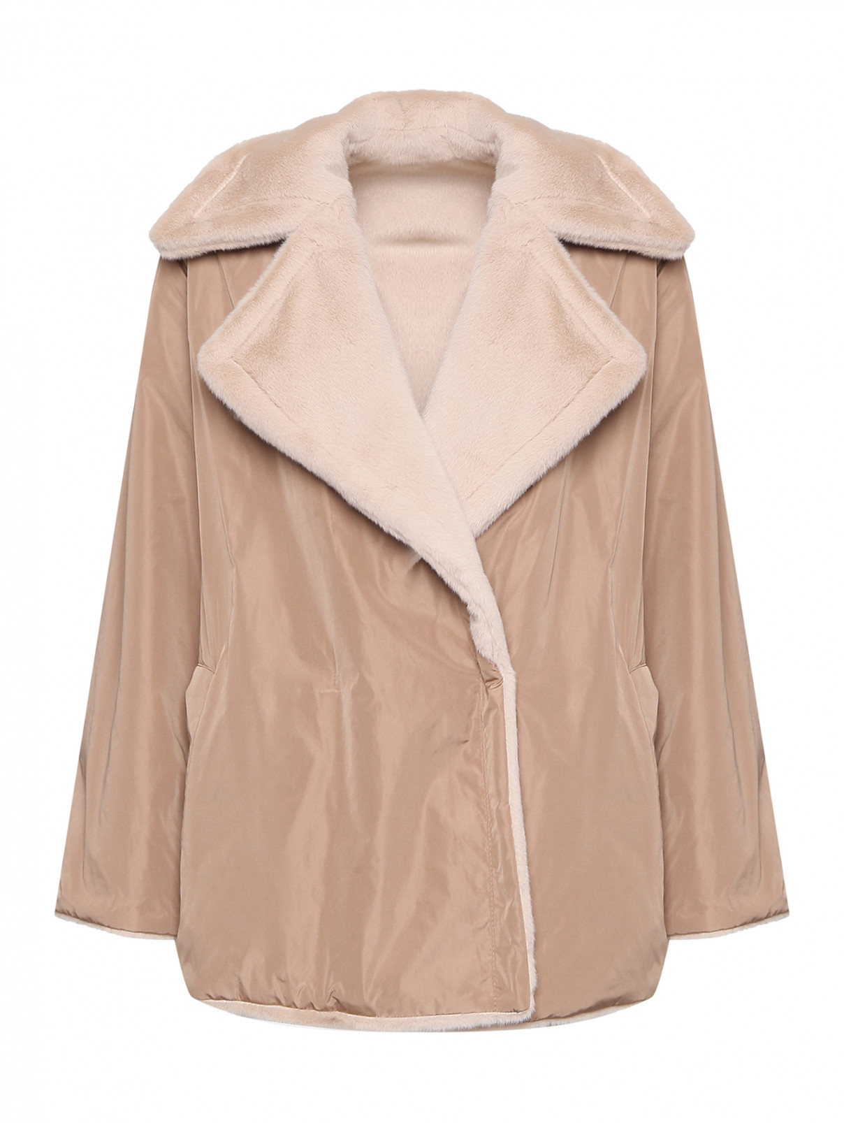 Куртка утепленная с отложным воротником Marina Rinaldi  –  Общий вид  – Цвет:  Бежевый