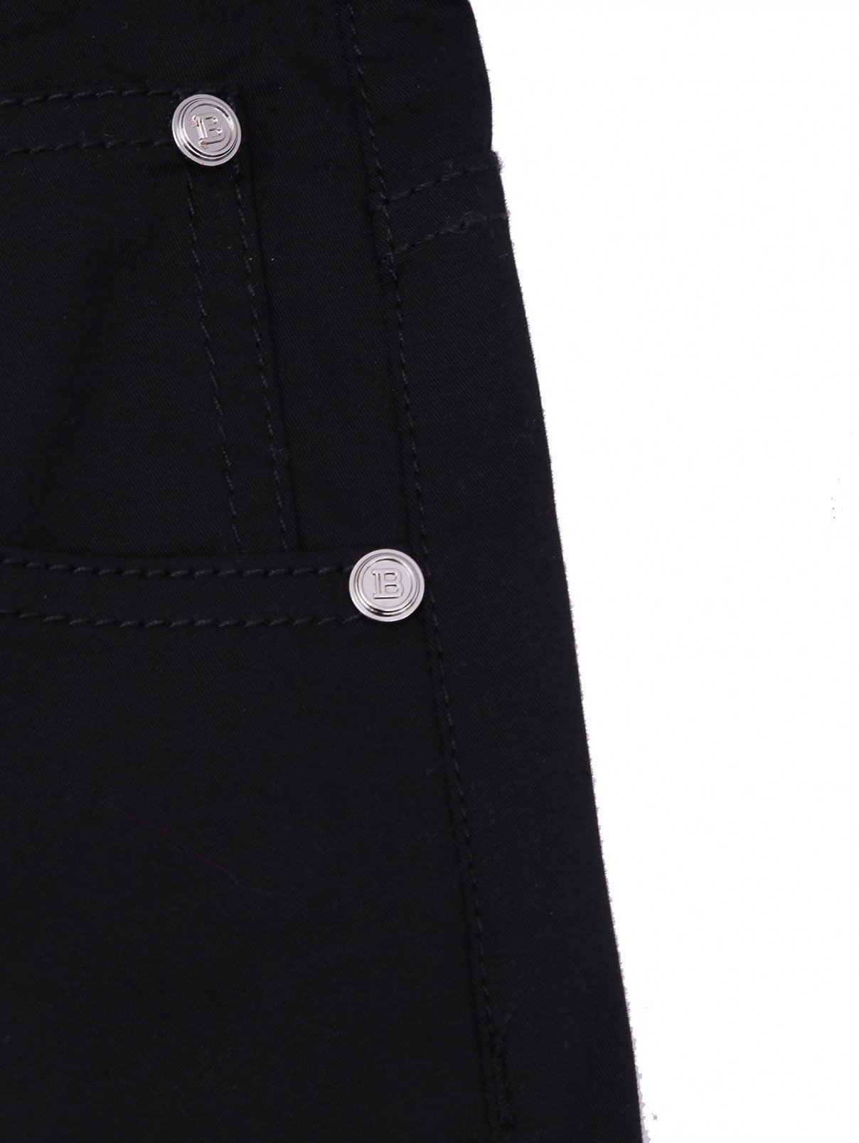 Хлопковые брюки с принтом BALMAIN  –  Деталь1  – Цвет:  Черный
