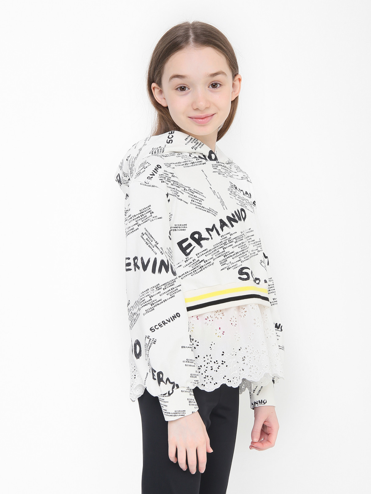 Толстовка с подкладом из шитья Ermanno Scervino Junior  –  МодельВерхНиз  – Цвет:  Узор