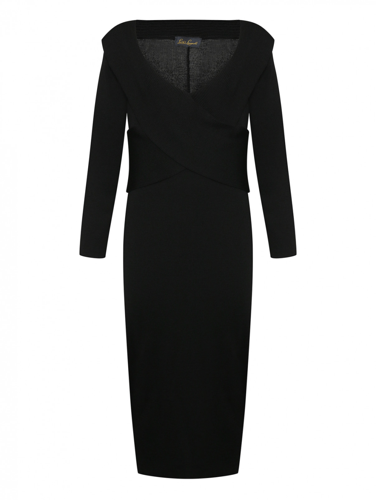 Платье-миди из чистой шерсти Luisa Spagnoli  –  Общий вид  – Цвет:  Черный