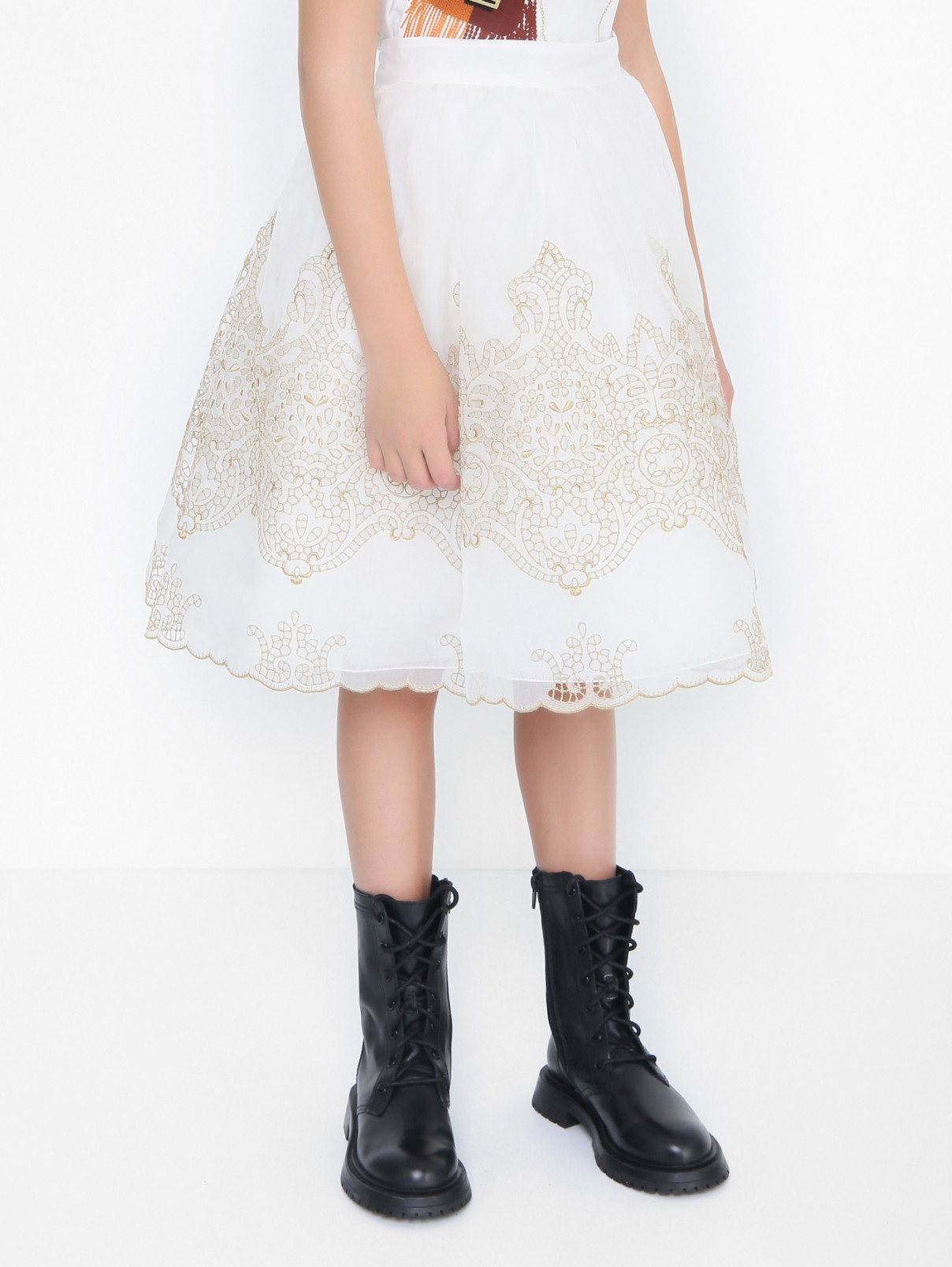 Шелковая юбка из шитья Elie Saab  –  МодельВерхНиз  – Цвет:  Белый