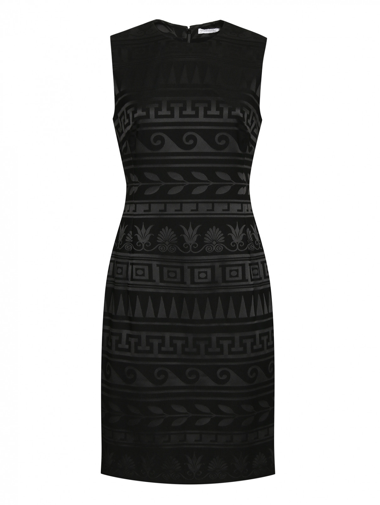 Платье-футляр с узором Versace Collection  –  Общий вид  – Цвет:  Черный
