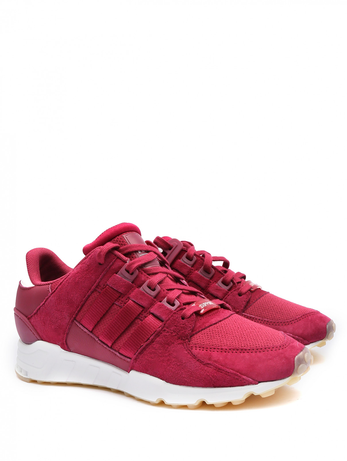 Комбинированные кроссовки на контрастной подошве Adidas Originals  –  Общий вид  – Цвет:  Красный
