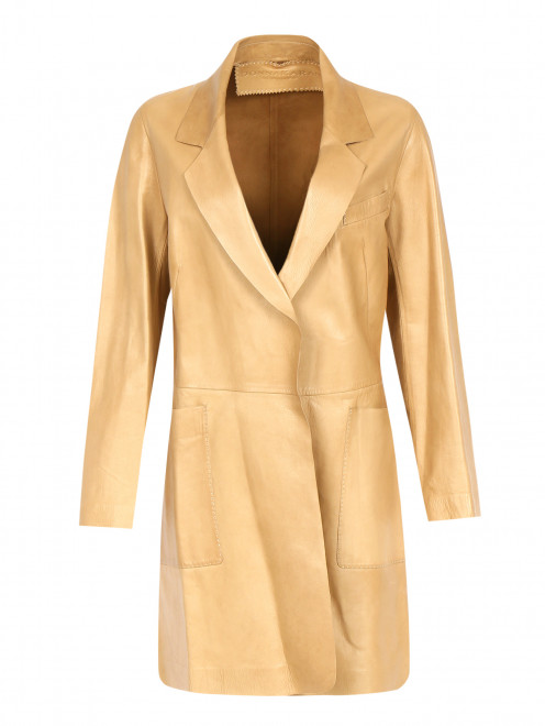 Пальто из кожи с двумя боковыми карманами  Donna Karan - Общий вид