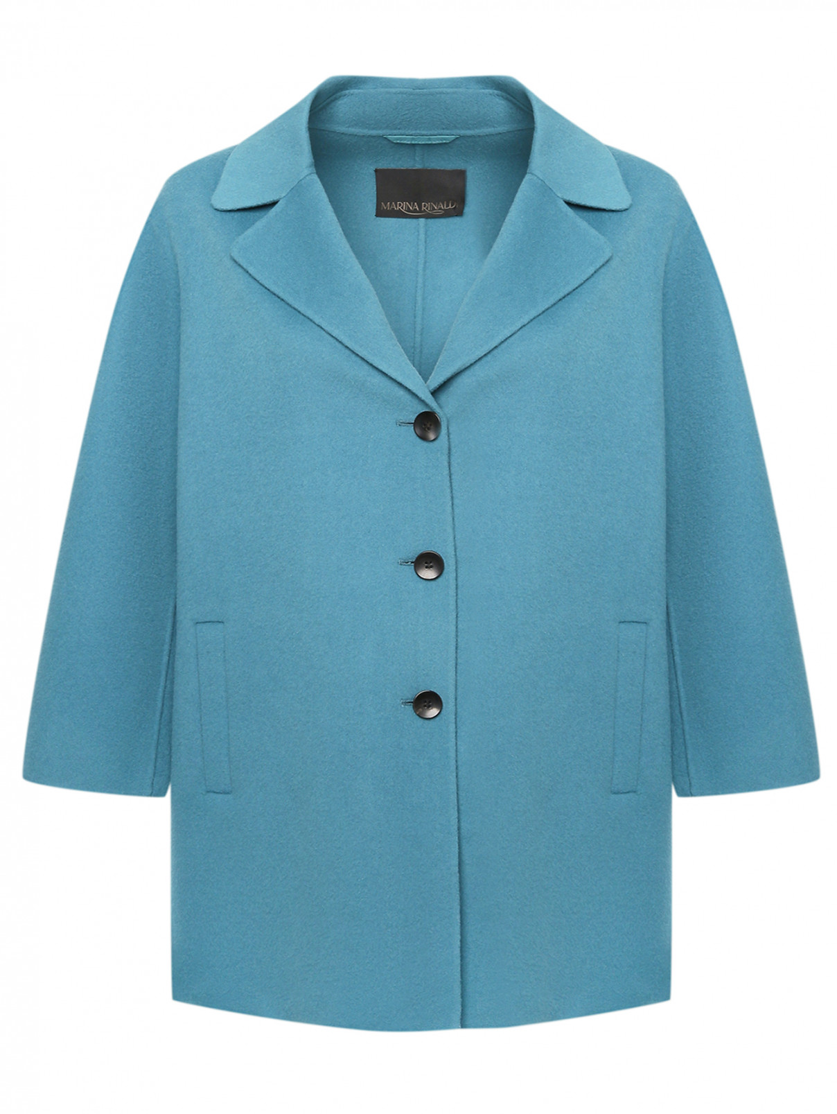 Укороченное однобортное пальто Marina Rinaldi  –  Общий вид  – Цвет:  Синий