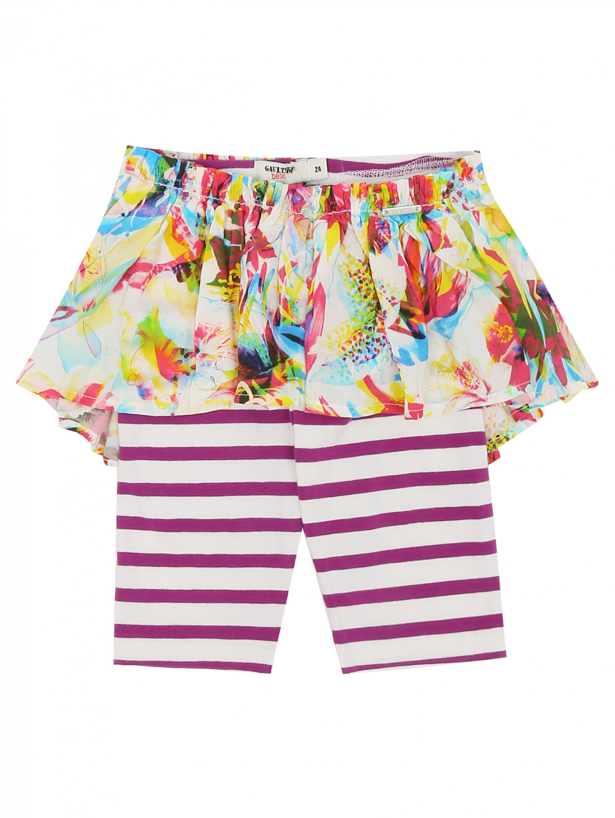 Трикотажные брюки с декоративной юбкой Junior Gaultier  –  Общий вид  – Цвет:  Мультиколор