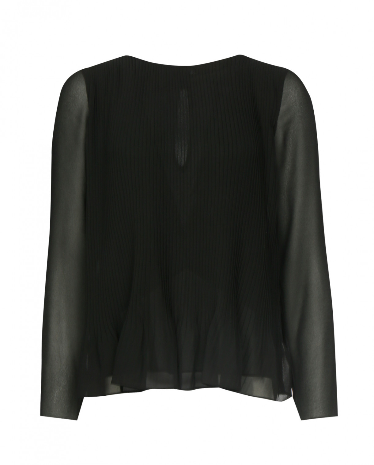 Блуза с плиссировкой и длинным рукавом Michael by Michael Kors  –  Общий вид  – Цвет:  Черный