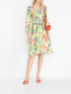 Платье миди из хлопка с цветочным узором Max&Co  –  МодельОбщийВид