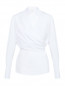 Однотонная рубашка с  драпировками из хлопка Sportmax  –  Общий вид