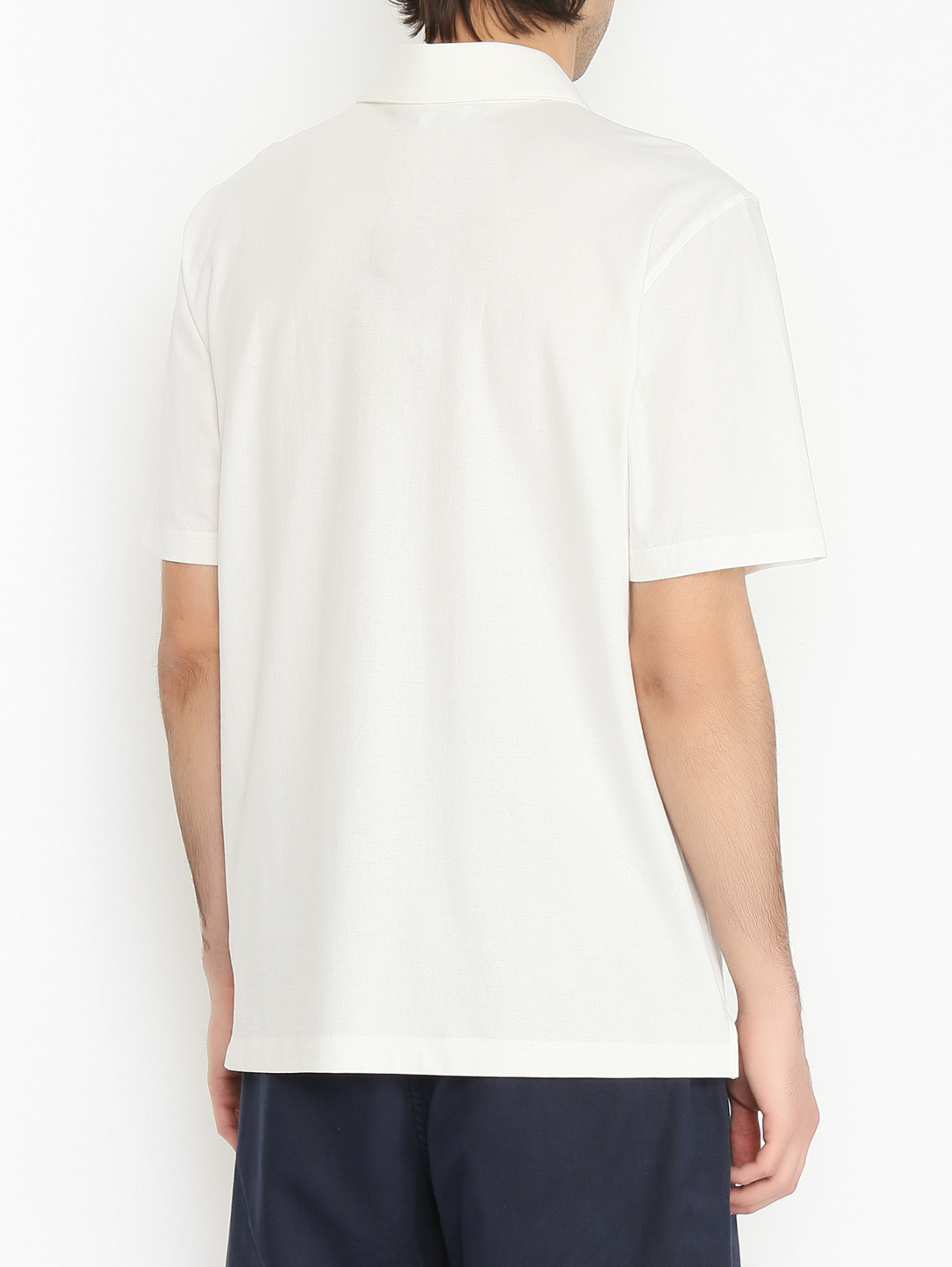 Базовое поло из хлопка LARDINI  –  МодельВерхНиз1  – Цвет:  Белый