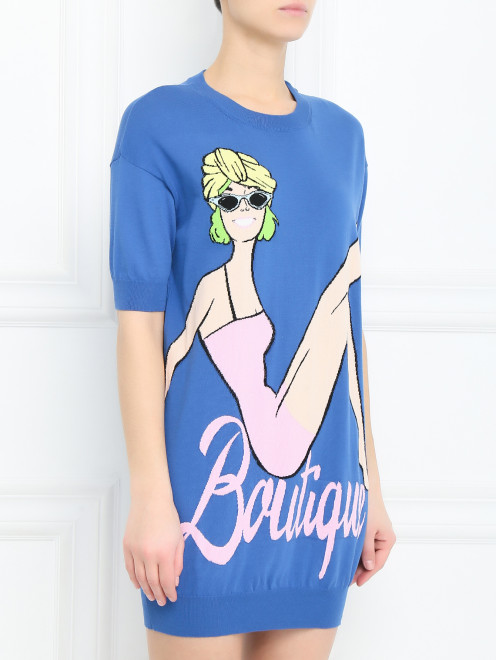 Платье из хлопка с узором Moschino Boutique - МодельВерхНиз