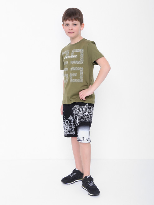 Хлопковые шорты с принтом и карманами Givenchy - МодельОбщийВид