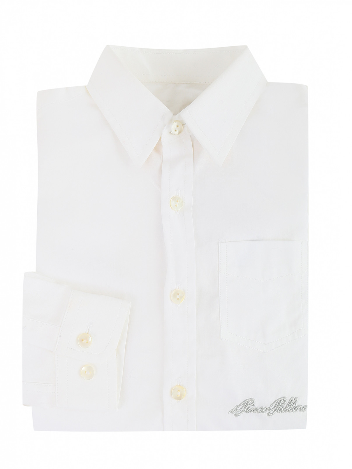 Хлопковая рубашка с вышивкой I Pinco Pallino  –  Общий вид  – Цвет:  Белый