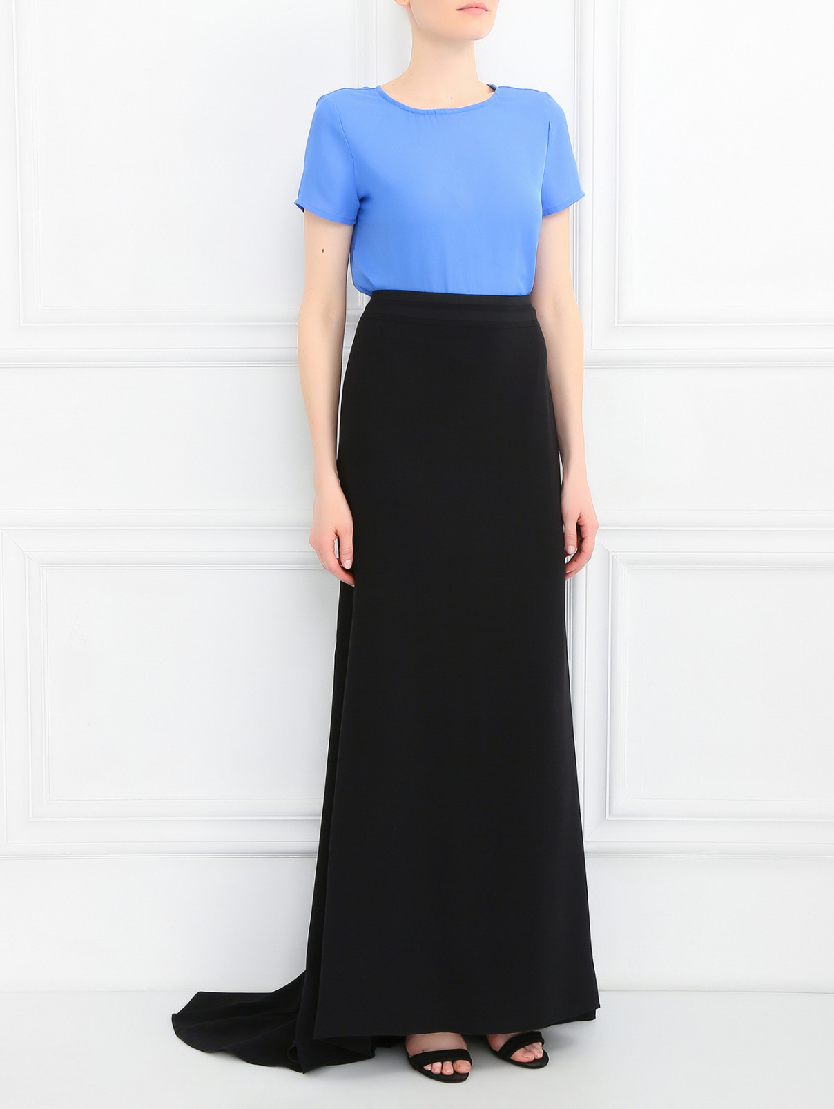 Юбка-макси из шелка со шлейфом Carolina Herrera  –  Модель Общий вид  – Цвет:  Черный