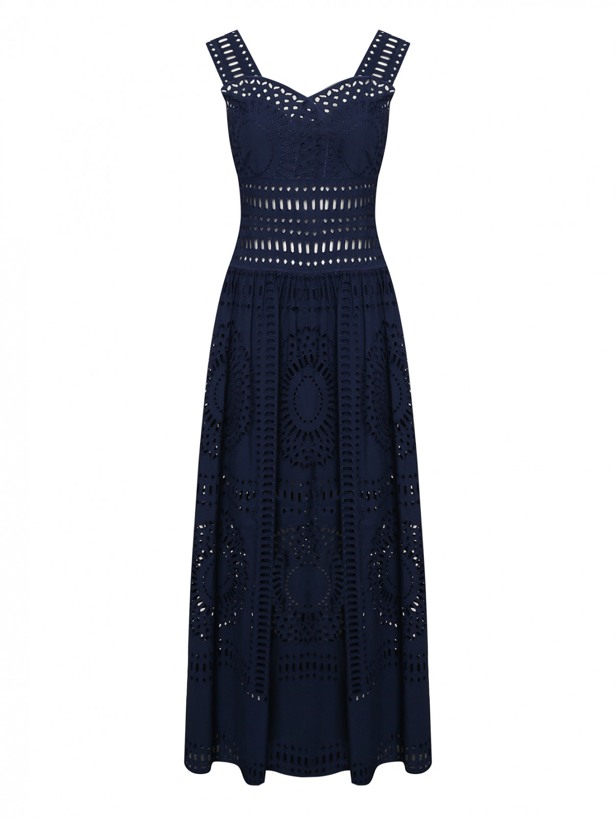 Хлопковое платье из шитья Alberta Ferretti  –  Общий вид  – Цвет:  Синий