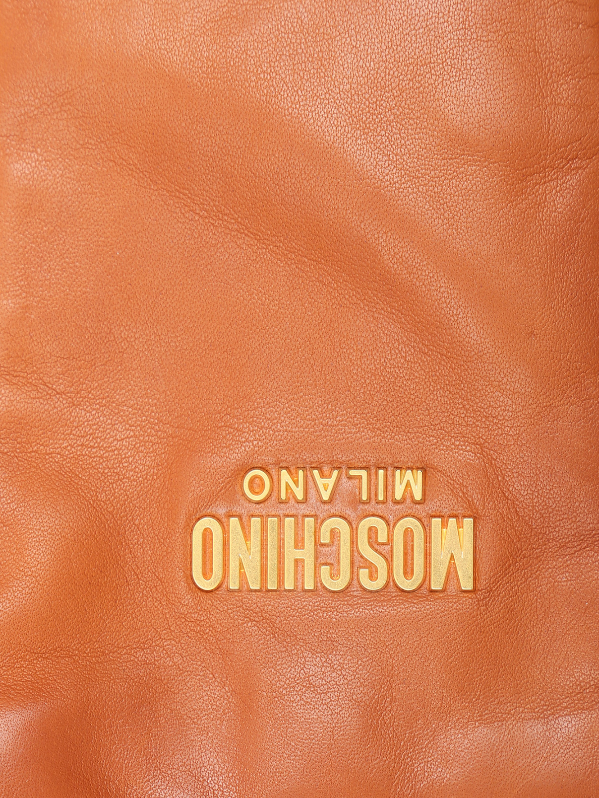 Перчатки из кожи с логотипом Moschino  –  Деталь  – Цвет:  Коричневый