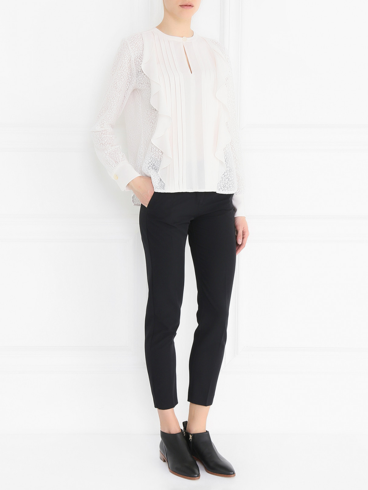 Полупрозрачная блуза с рюшами See by Chloe  –  Модель Общий вид  – Цвет:  Белый